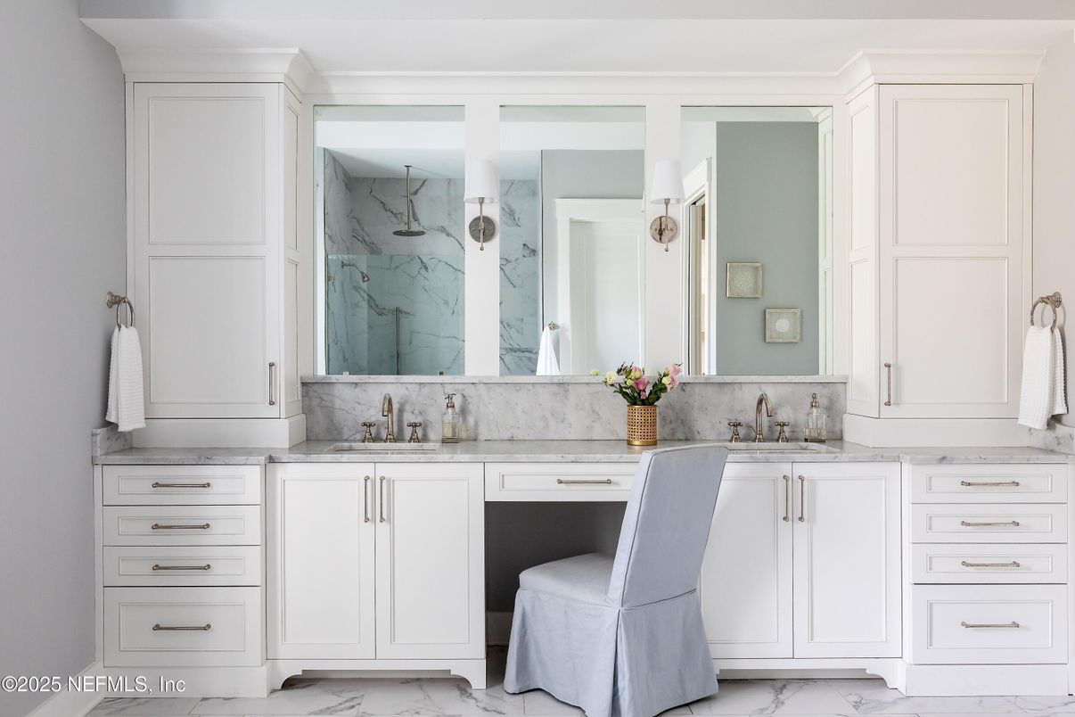 Bathroom, Dual Sink Vanities, Interior, Marble, Marble Walls
