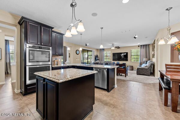 Interior, Kitchen, Living room, Pendant Lights, Recessed Lighting, Stainless Steel Appliances