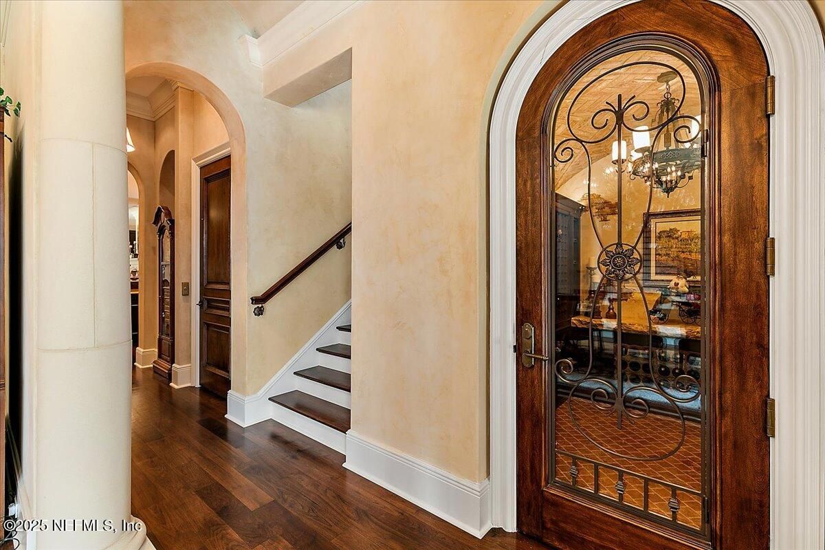 Chandelier, Dining room, Interior, Wood Texture Flooring