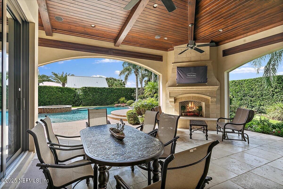 Exterior, Fireplace, Pool