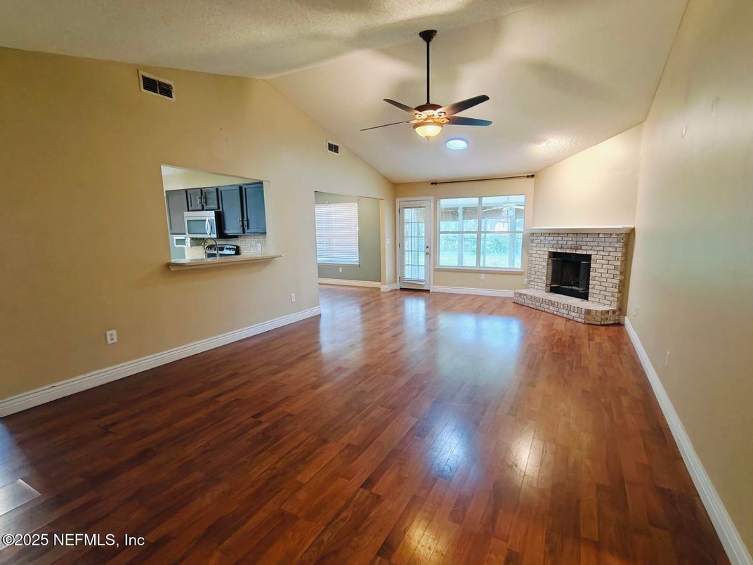 Empty room, Fireplace, Interior, Wood Texture Flooring