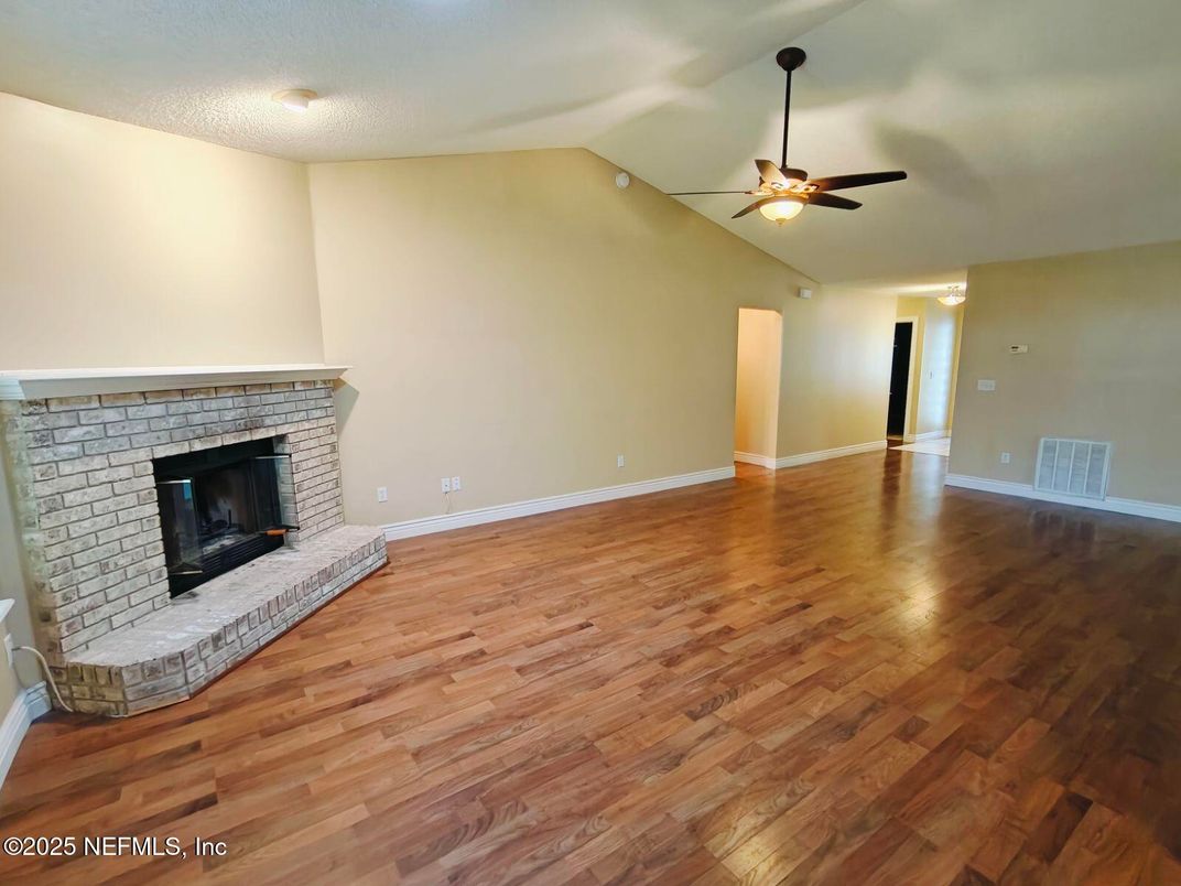Empty room, Fireplace, Interior, Wood Texture Flooring
