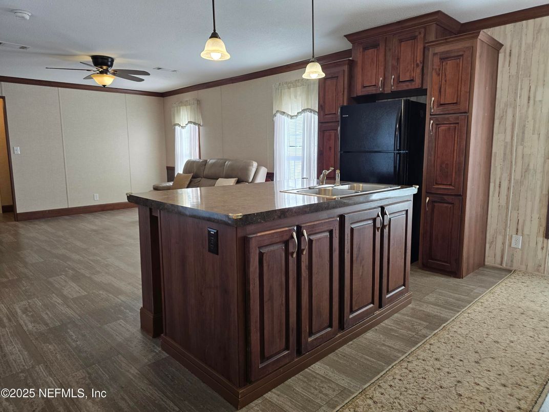 Interior, Kitchen, Pendant Lights, Recessed Lighting, Wood Texture Flooring