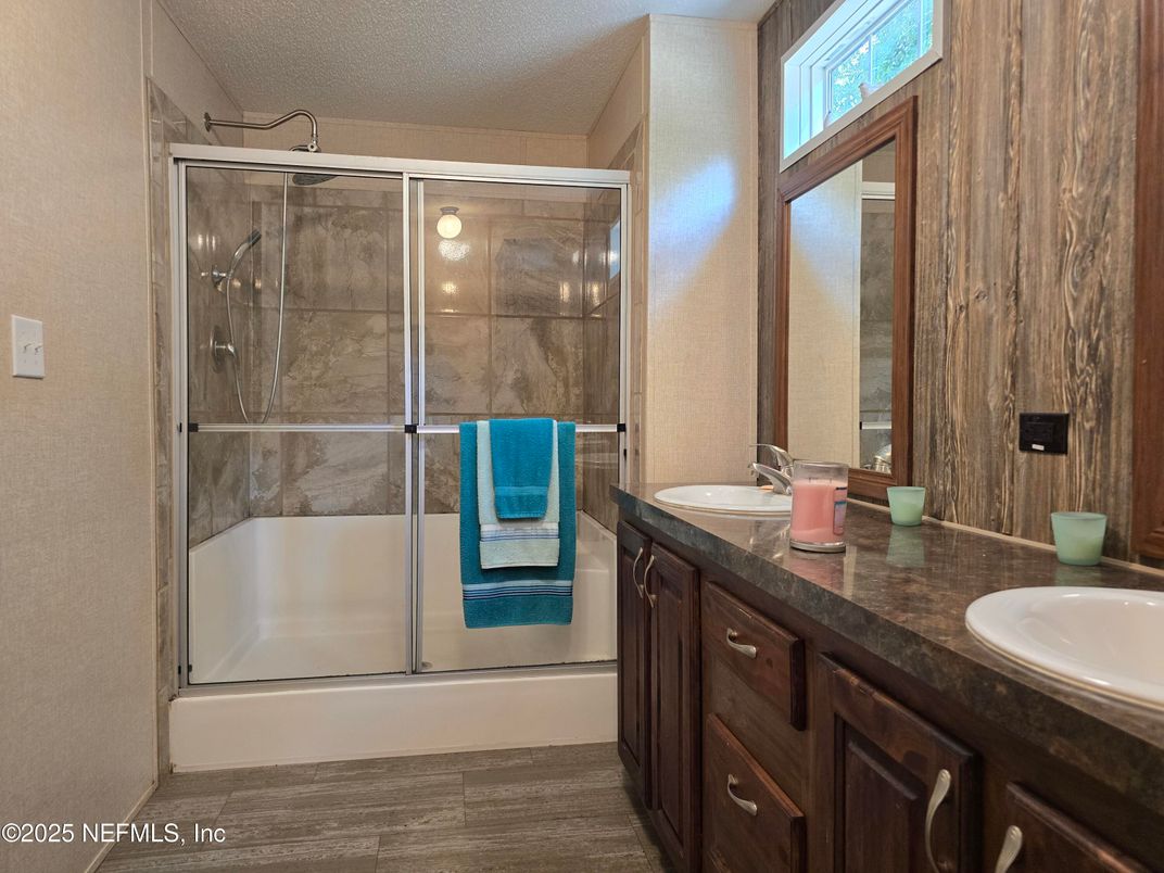 Bathroom, Dual Sink Vanities, Glass Shower, Interior