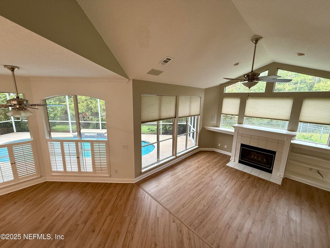 Empty room, Fireplace, Interior, Wood Texture Flooring