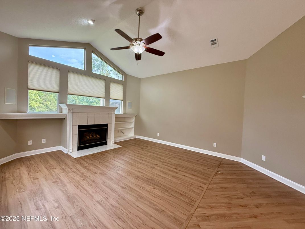 Empty room, Fireplace, Interior, Wood Texture Flooring