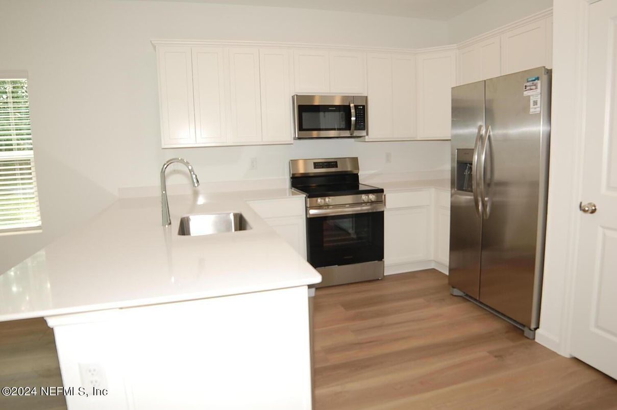 Interior, Kitchen, Stainless Steel Appliances, Wood Texture Flooring