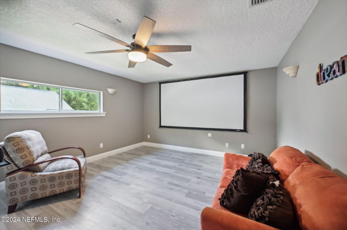 Interior, Projection Screen, Wood Texture Flooring
