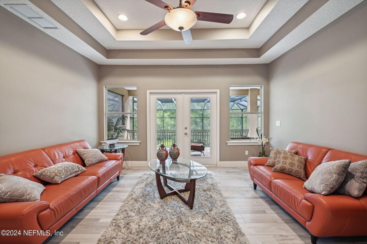 Interior, Living room, Recessed Lighting, Wood Texture Flooring