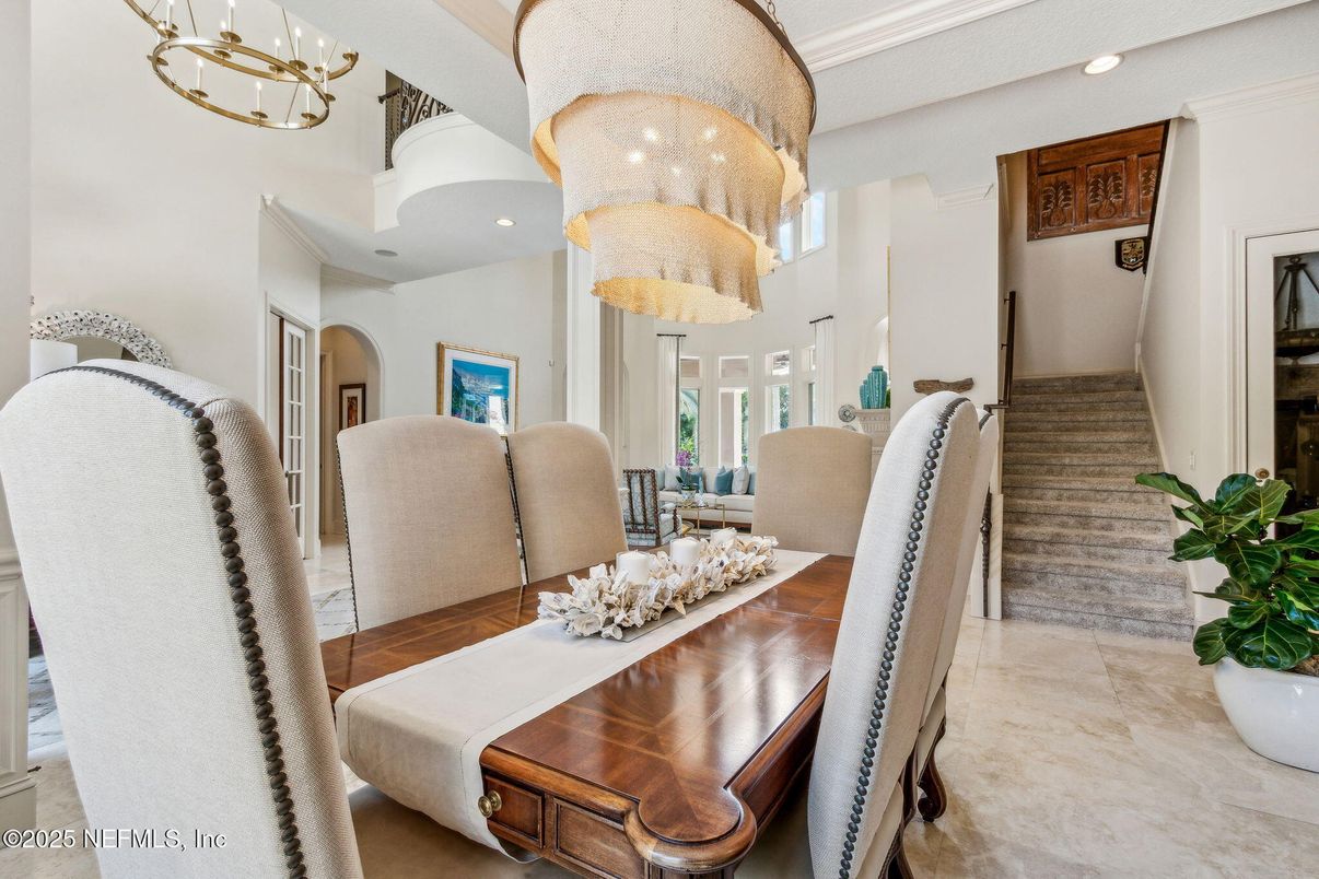 Chandelier, Dining room, Interior, Recessed Lighting