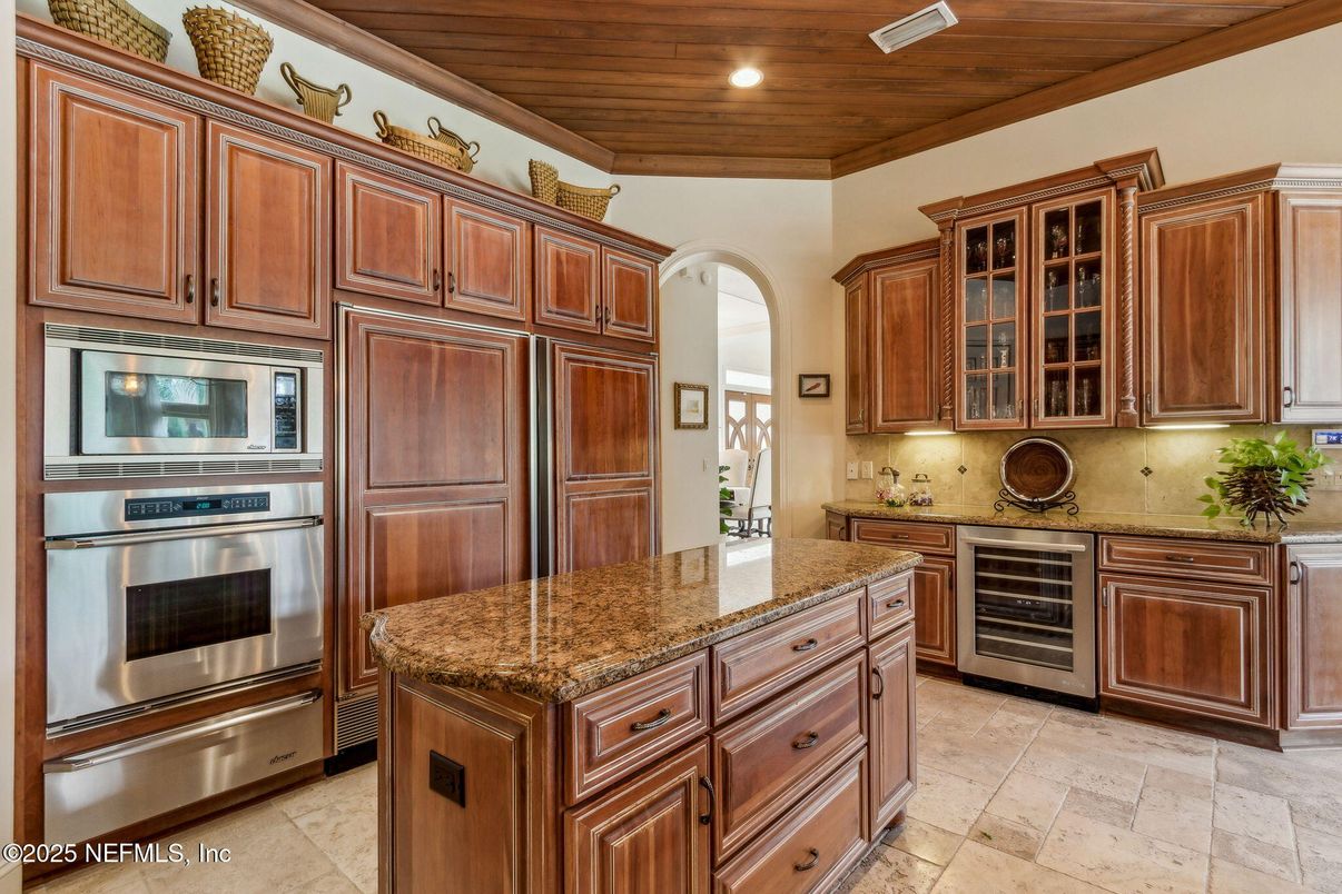 Interior, Kitchen, Recessed Lighting, Stainless Steel Appliances, Wooden Ceilings