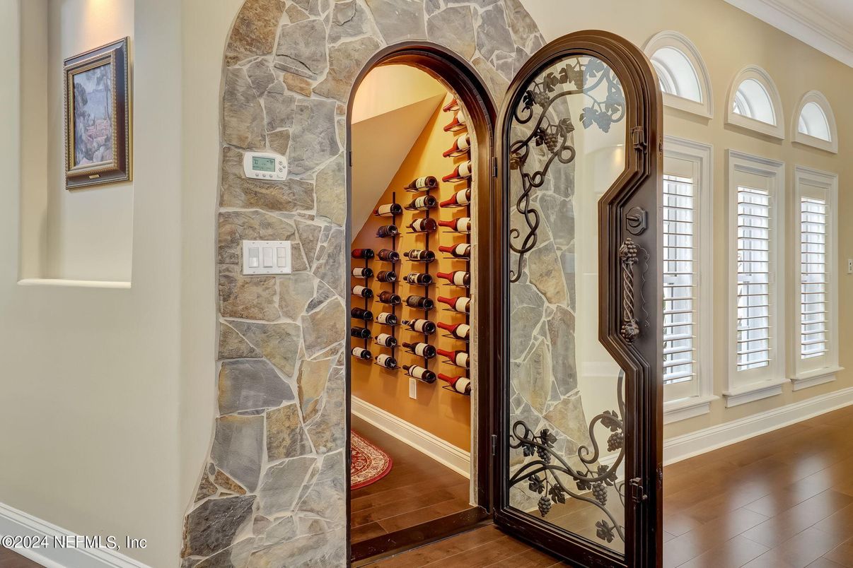 Interior, Stone Walls, Wine Storage, Wood Texture Flooring