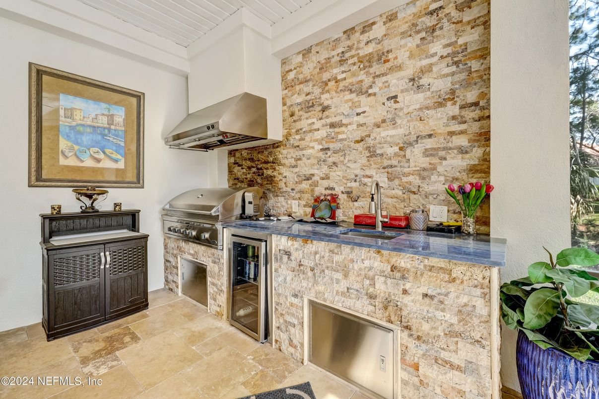 Interior, Stainless Steel Appliances, Stone Walls