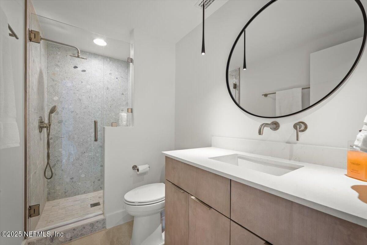 Bathroom, Glass Shower, Interior, Pendant Lights, Recessed Lighting