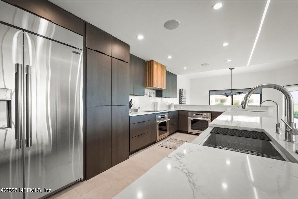 Interior, Kitchen, Pendant Lights, Recessed Lighting, Stainless Steel Appliances
