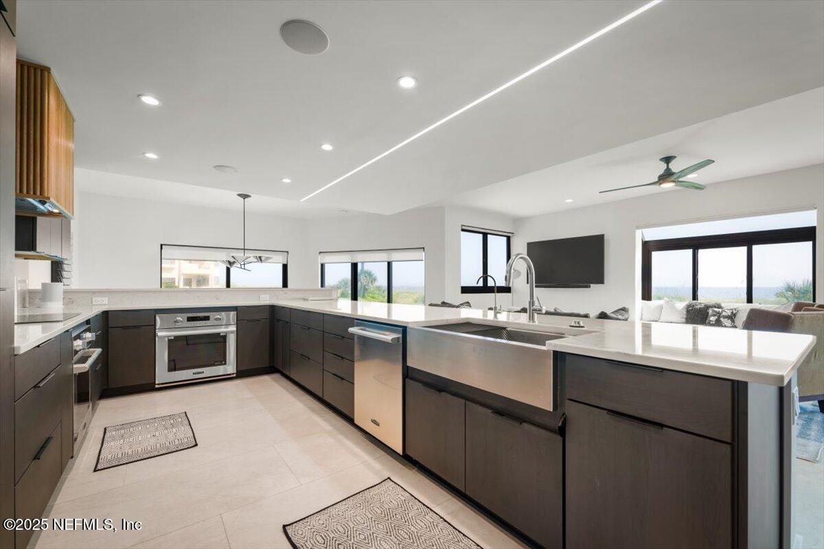 Interior, Kitchen, Pendant Lights, Recessed Lighting, Stainless Steel Appliances