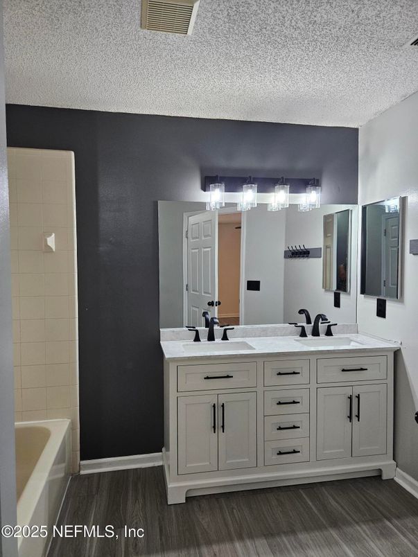 Bathroom, Dual Sink Vanities, Interior, Wood Texture Flooring