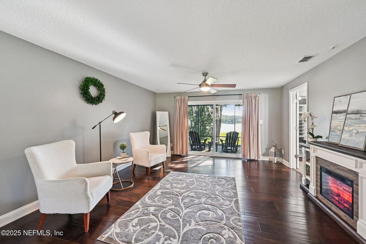 Fireplace, Interior, Wood Texture Flooring