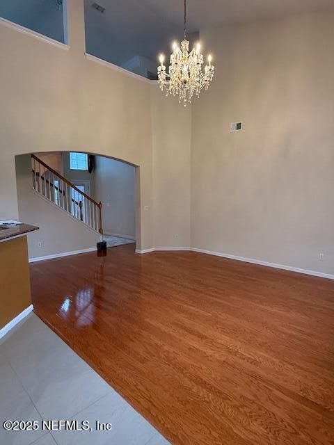 Chandelier, Empty room, Interior, Wood Texture Flooring