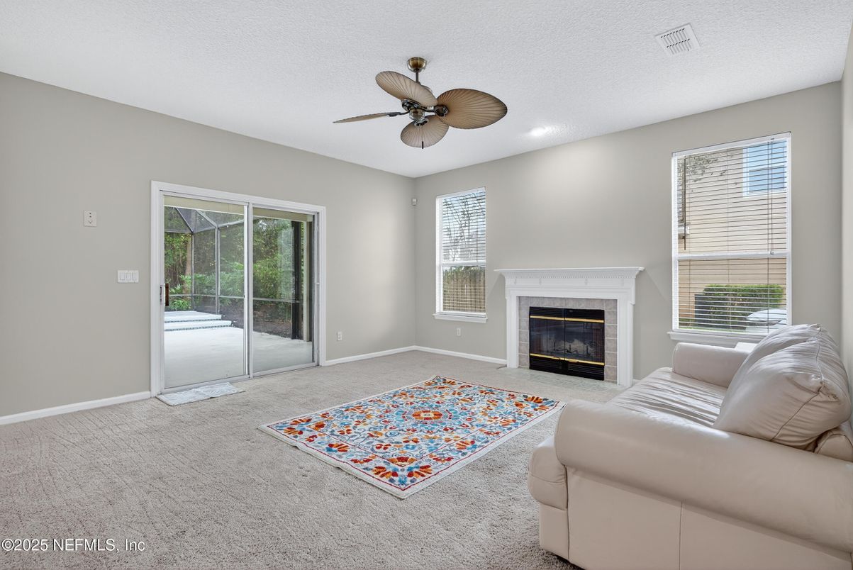 Empty room, Fireplace, Interior, Living room, Recessed Lighting