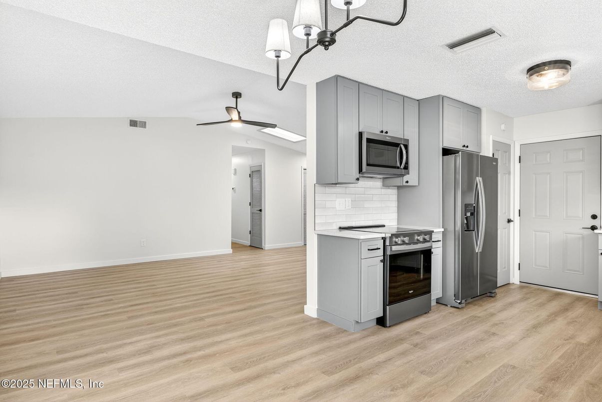 Interior, Kitchen, Stainless Steel Appliances, Wood Texture Flooring