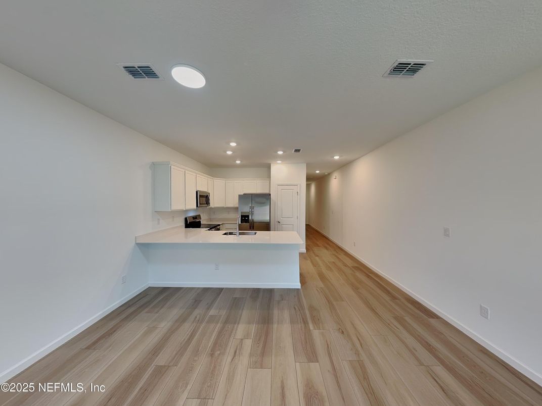 Interior, Kitchen, Recessed Lighting, Wood Texture Flooring