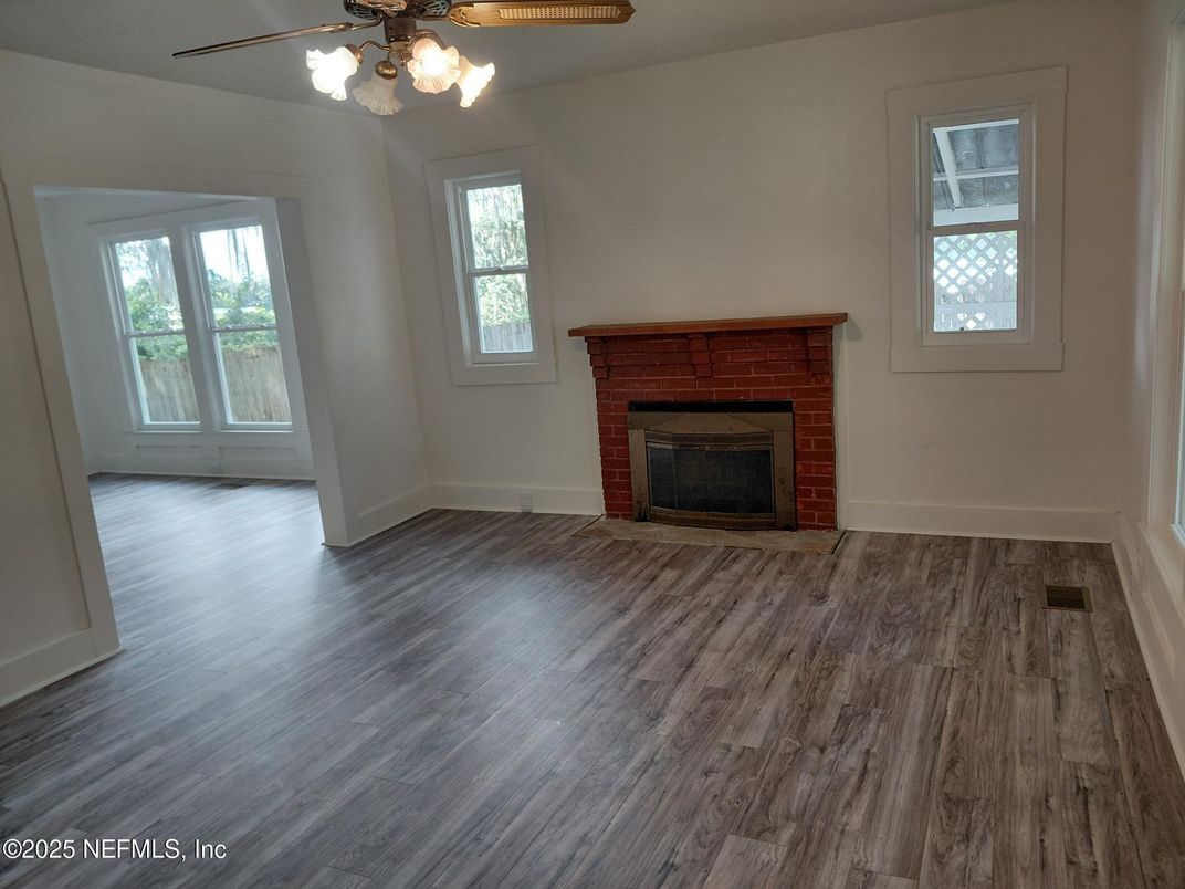 Empty room, Fireplace, Interior, Wood Texture Flooring