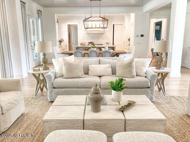 Dining room, Interior, Kitchen, Living room, Pendant Lights, Recessed Lighting, Wood Texture Flooring