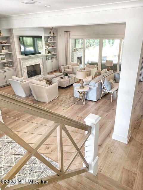 Fireplace, Interior, Living room, Wood Texture Flooring