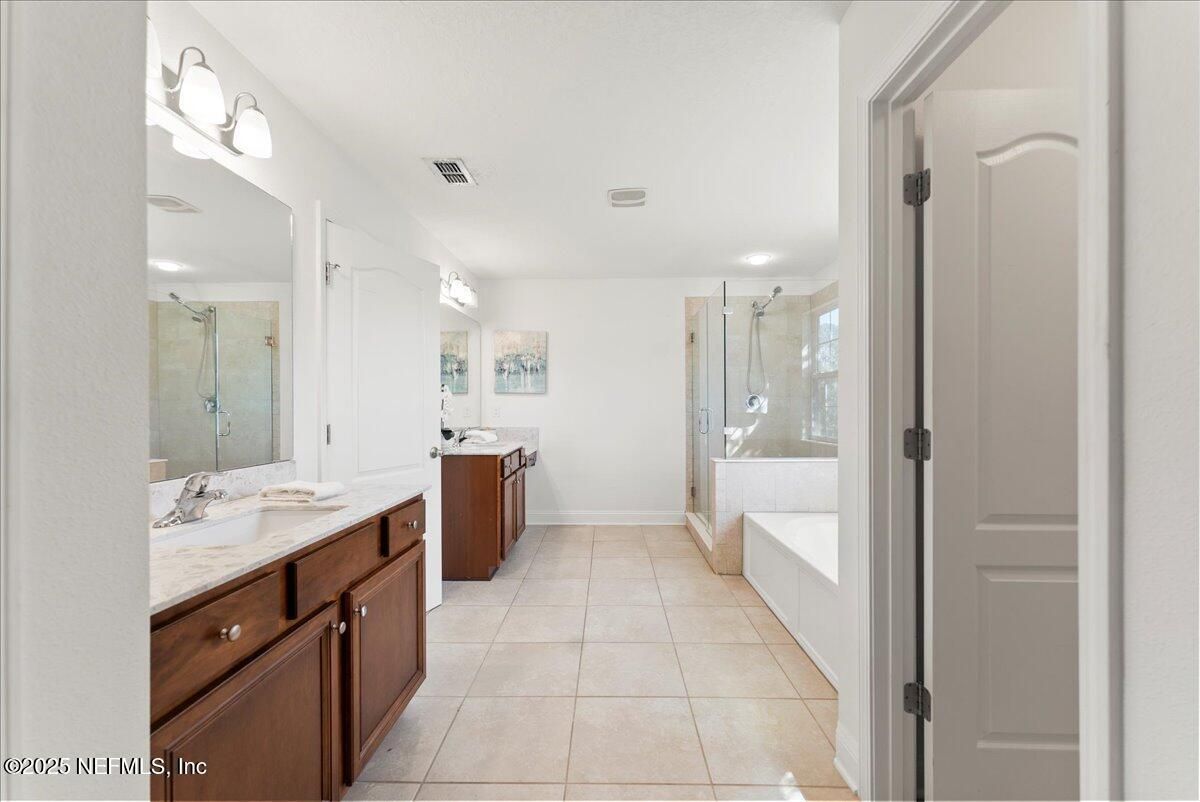 Bathroom, Dual Sink Vanities, Glass Shower, Interior, Recessed Lighting
