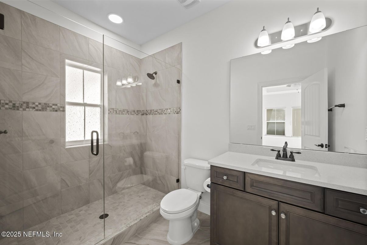 Bathroom, Glass Shower, Interior, Recessed Lighting