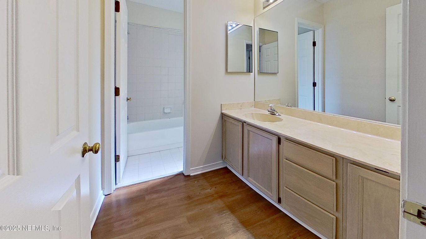 Bathroom, Dual Sink Vanities, Interior, Wood Texture Flooring