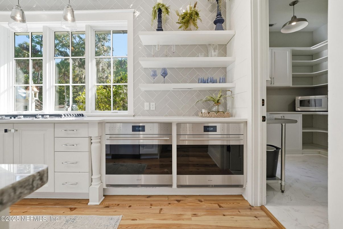 Interior, Kitchen, Pendant Lights, Stainless Steel Appliances, Wood Texture Flooring