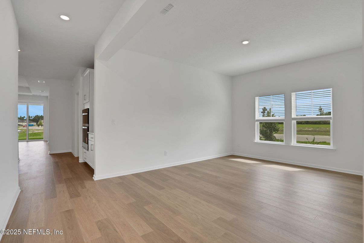 Empty room, Interior, Recessed Lighting, Wood Texture Flooring