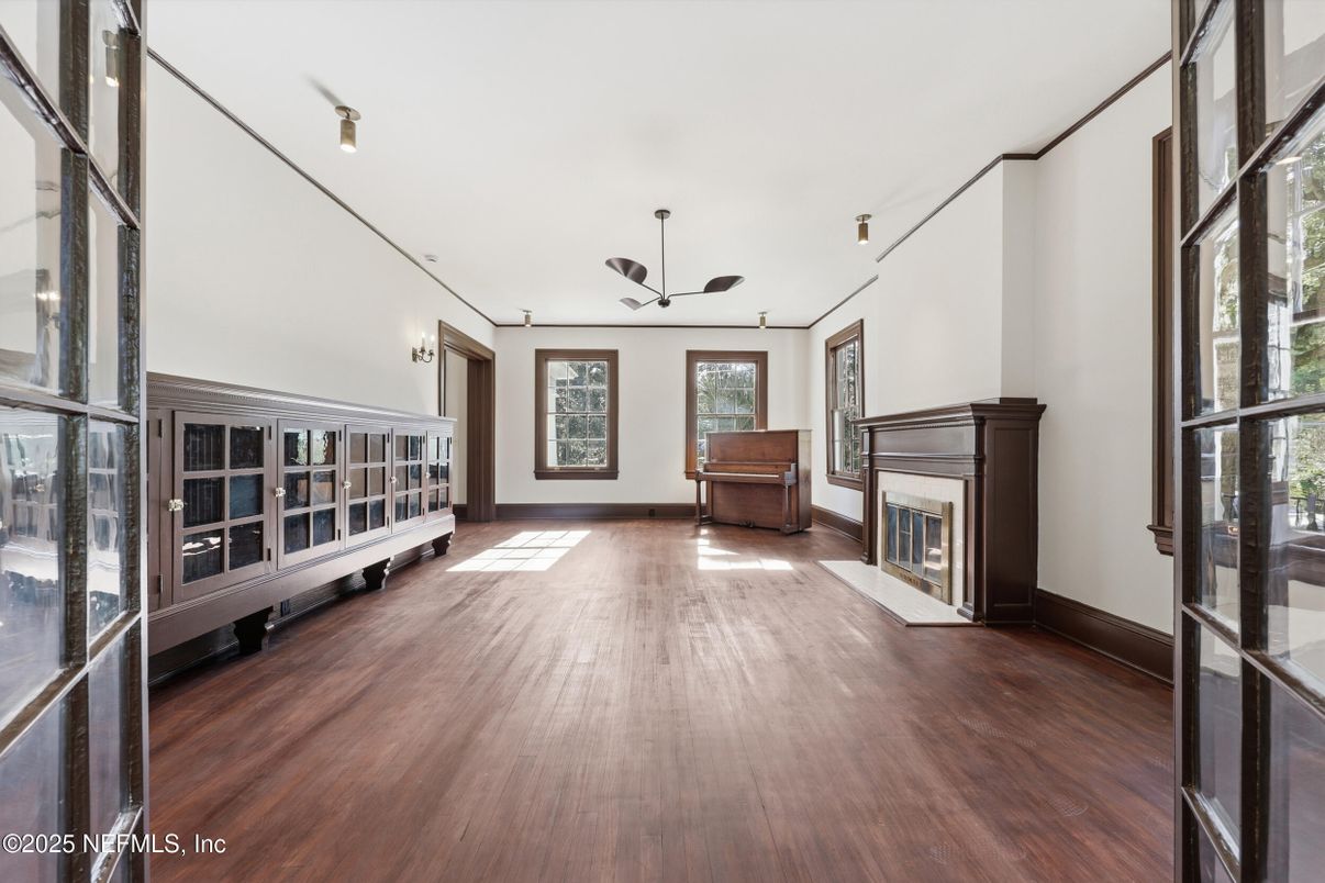 Fireplace, Interior, Piano, Wood Texture Flooring