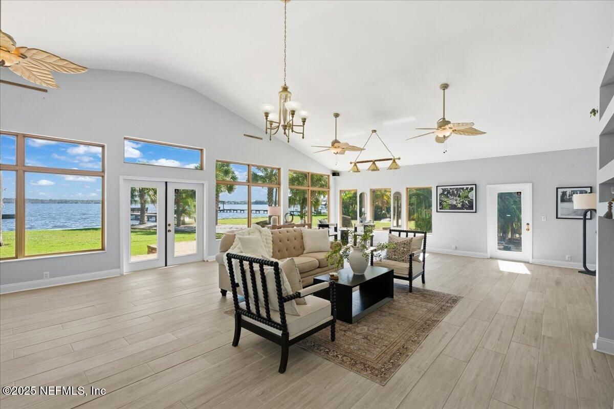 Chandelier, Interior, Living room, Pendant Lights, Water, Wood Texture Flooring