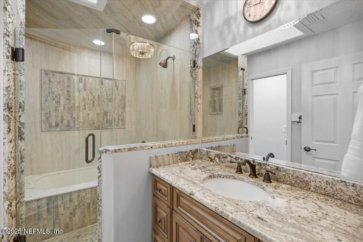 Bathroom, Glass Shower, Interior, Recessed Lighting