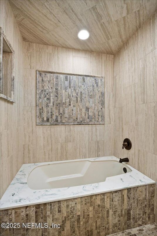 Bathroom, Interior, Recessed Lighting, Wooden Ceilings, Wooden Walls