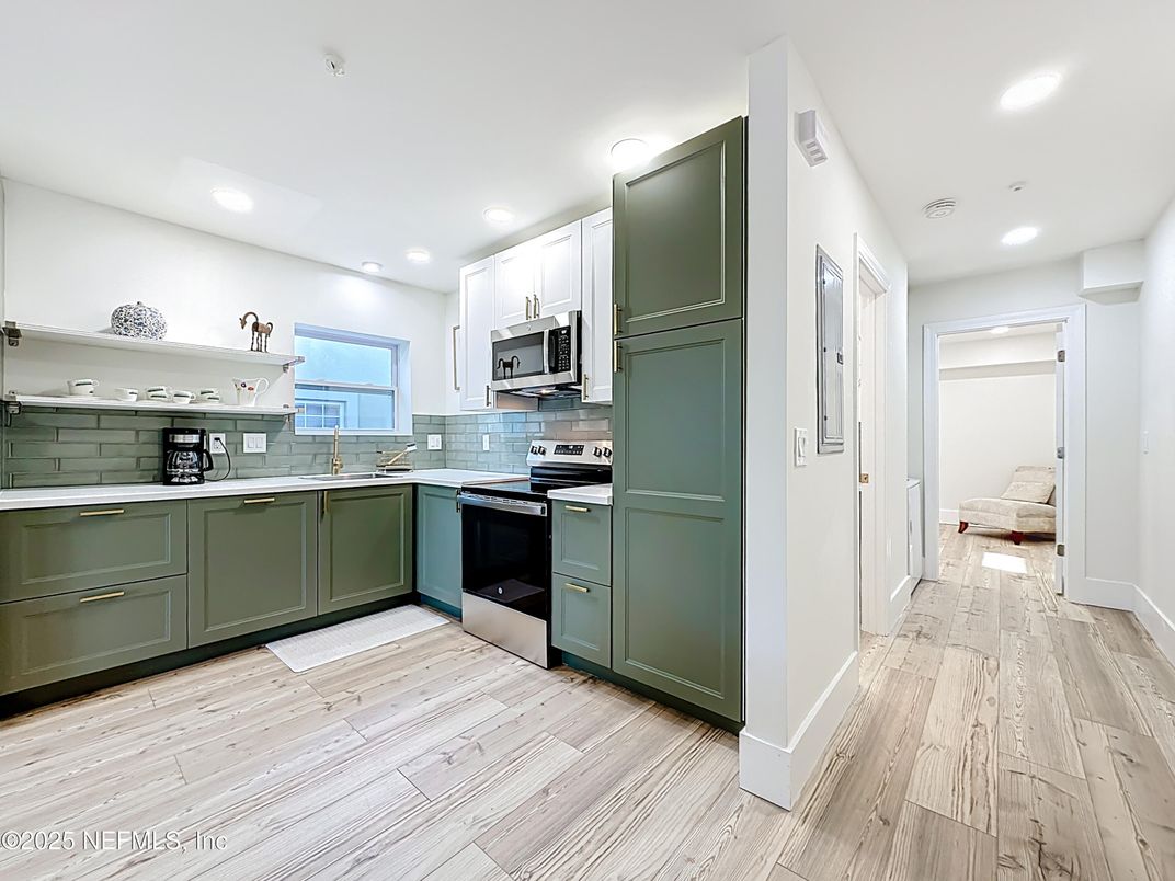Interior, Kitchen, Recessed Lighting, Wood Texture Flooring