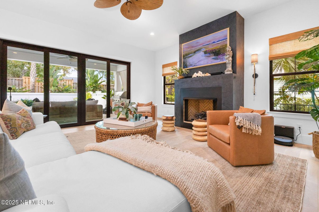 Bedroom, Fireplace, Interior, Living room, Recessed Lighting