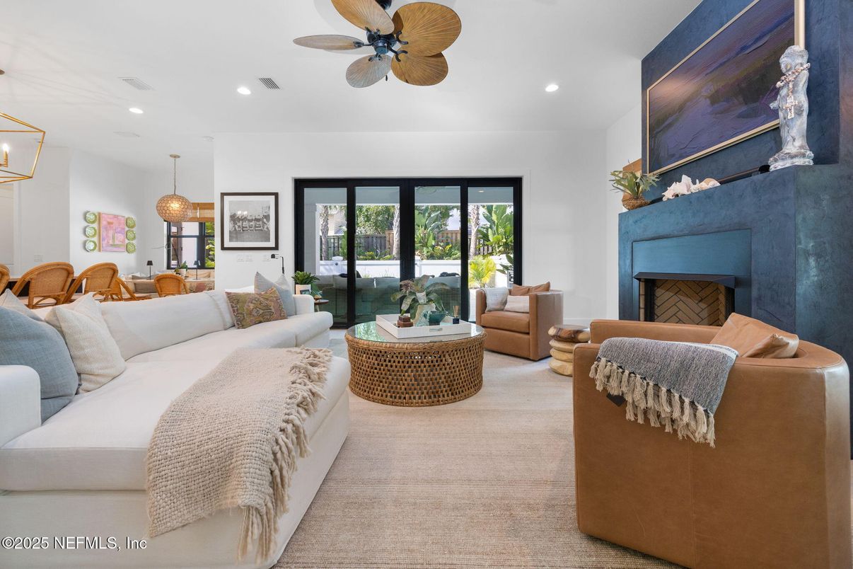 Dining room, Fireplace, Interior, Living room, Pendant Lights, Recessed Lighting