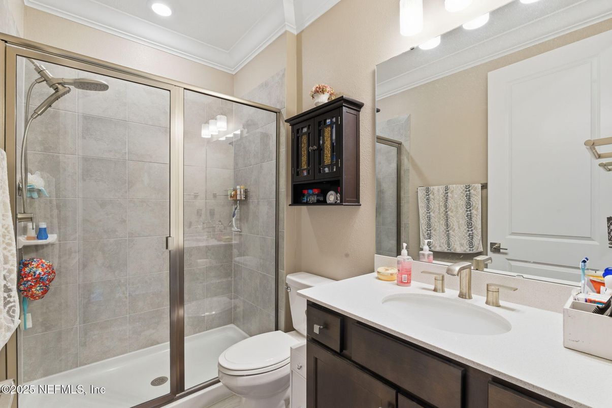 Bathroom, Glass Shower, Interior, Recessed Lighting