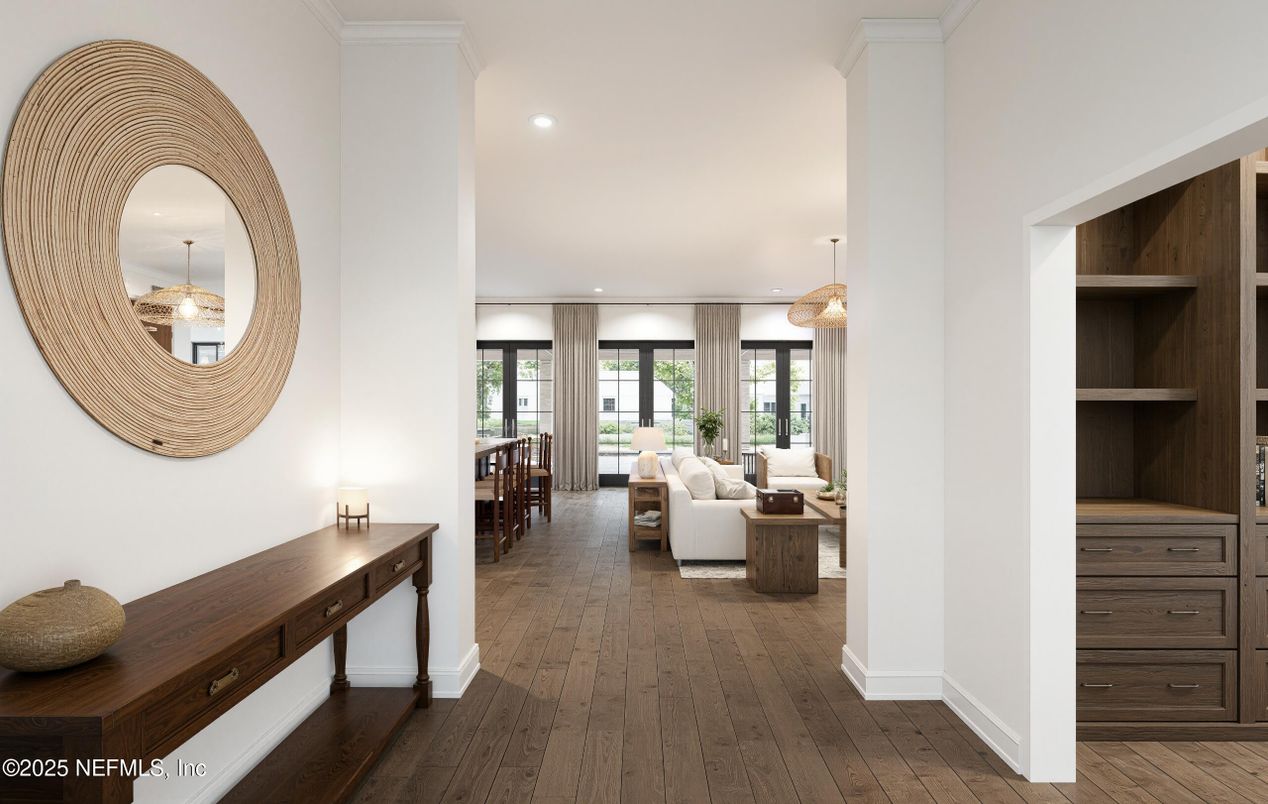 Chandelier, Interior, Living room, Recessed Lighting, Wood Texture Flooring