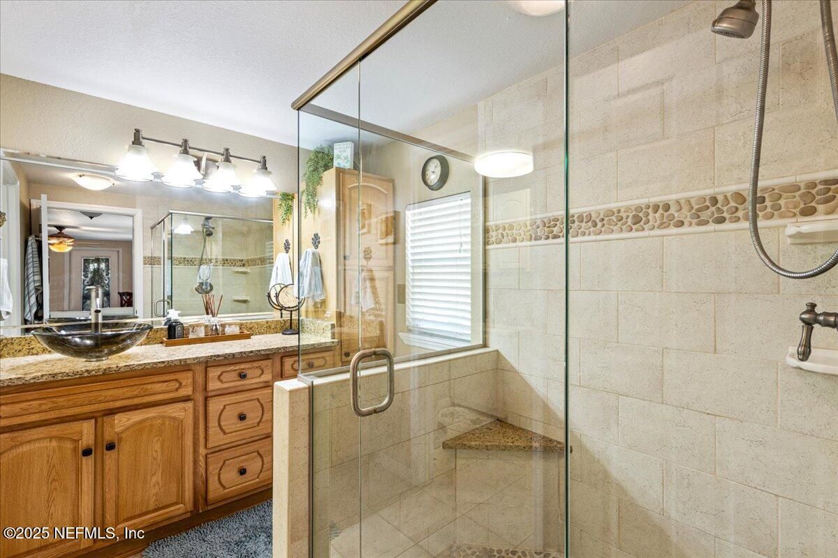 Bathroom, Dual Sink Vanities, Glass Shower, Interior