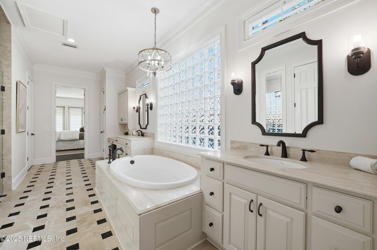 Bathroom, Bedroom, Dual Sink Vanities, Interior, Pendant Lights