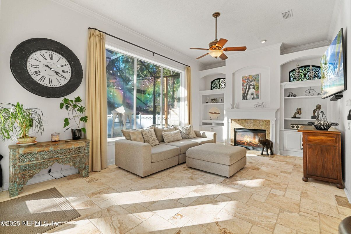 Fireplace, Interior, Living room, Recessed Lighting