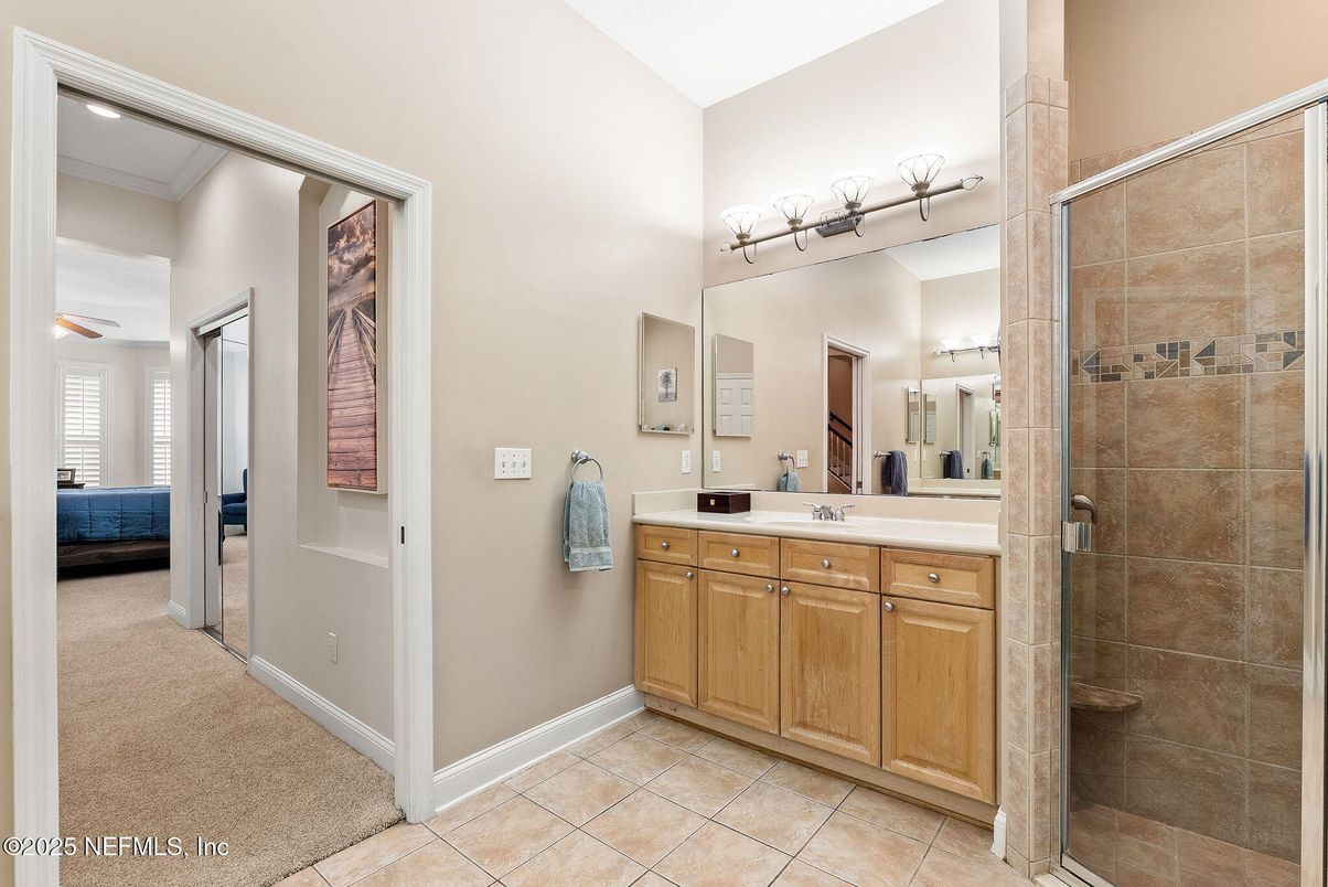 Bathroom, Dual Sink Vanities, Glass Shower, Interior