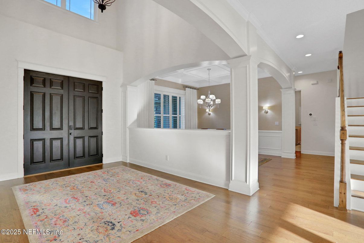 Chandelier, Interior, Recessed Lighting, Wood Texture Flooring