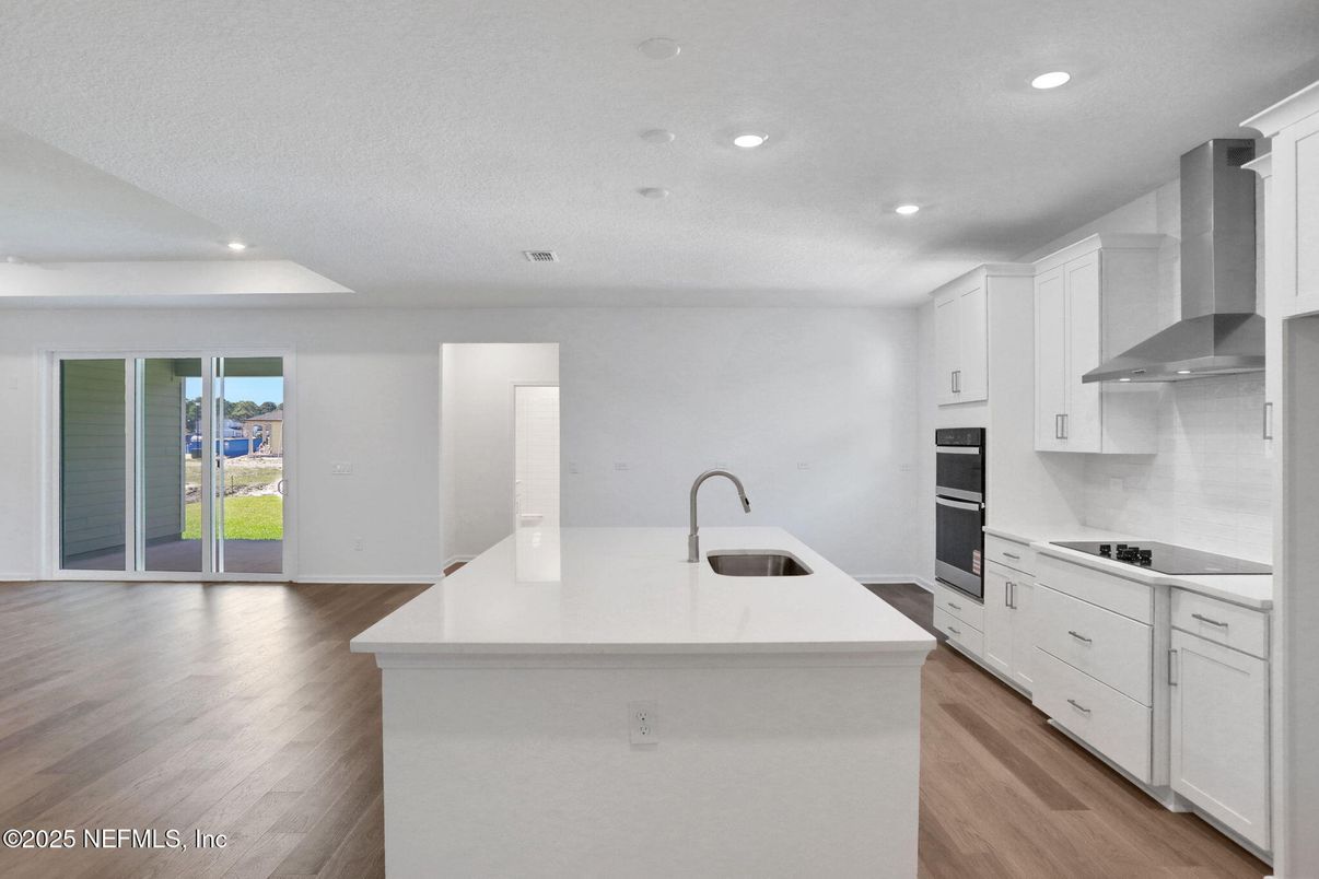 Interior, Kitchen, Recessed Lighting, Wood Texture Flooring