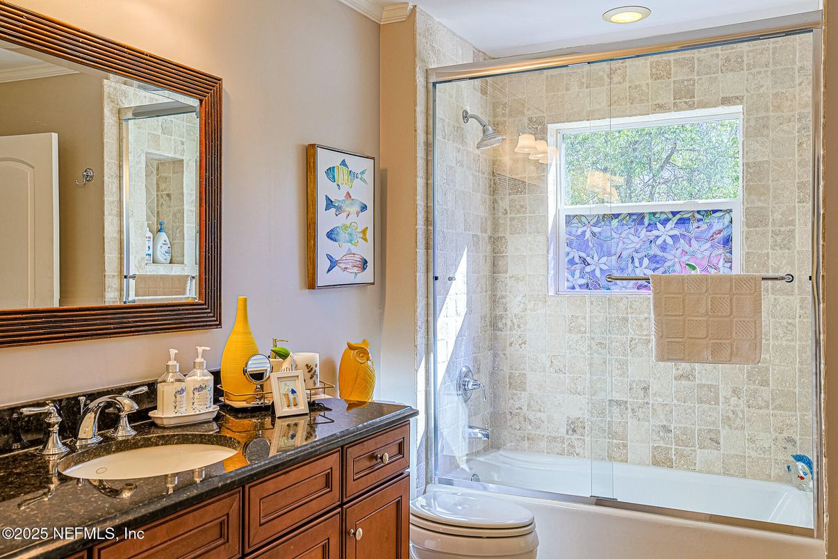Bathroom, Dual Sink Vanities, Glass Shower, Interior, Recessed Lighting